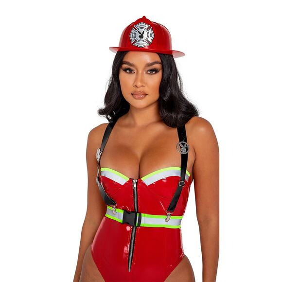 NEW Playboy Smoking Hot Firegirl Sexy Firefighter Costume Size Large - Picture 3 of 7